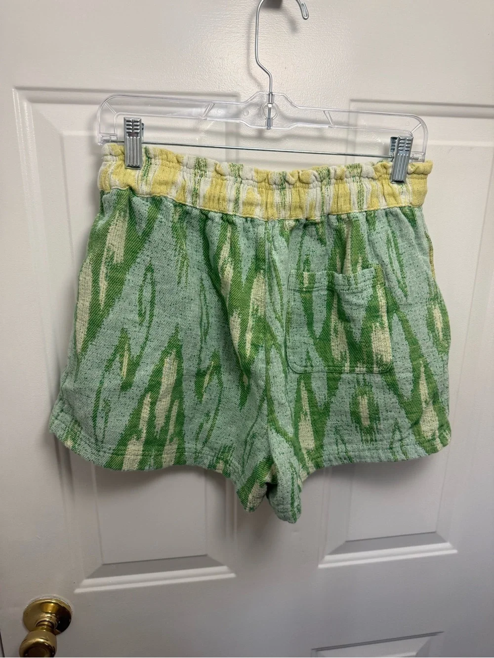 Aerie Green Jacquard High Waisted Cotton Shorts Size Medium Comfy Loungewear